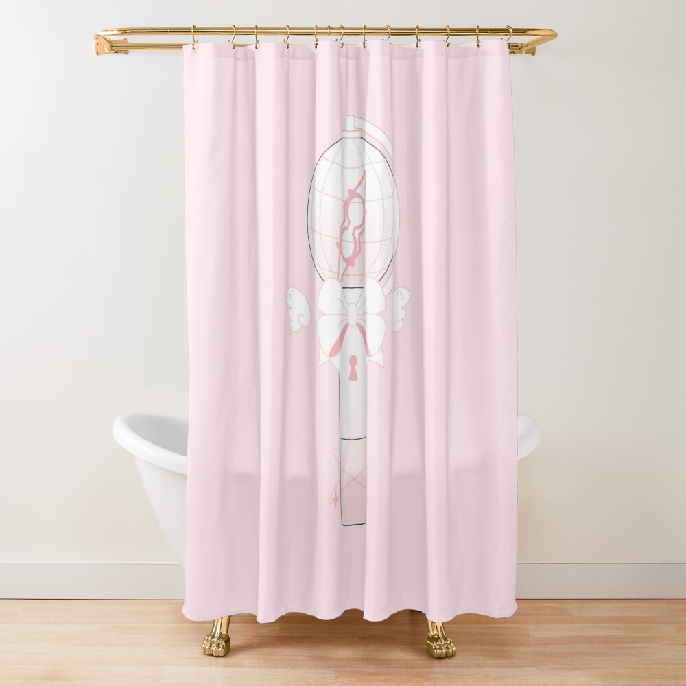 Ateez Lightstick Kpop Pink Kawaii Shower Curtain Official Ateez Merch
